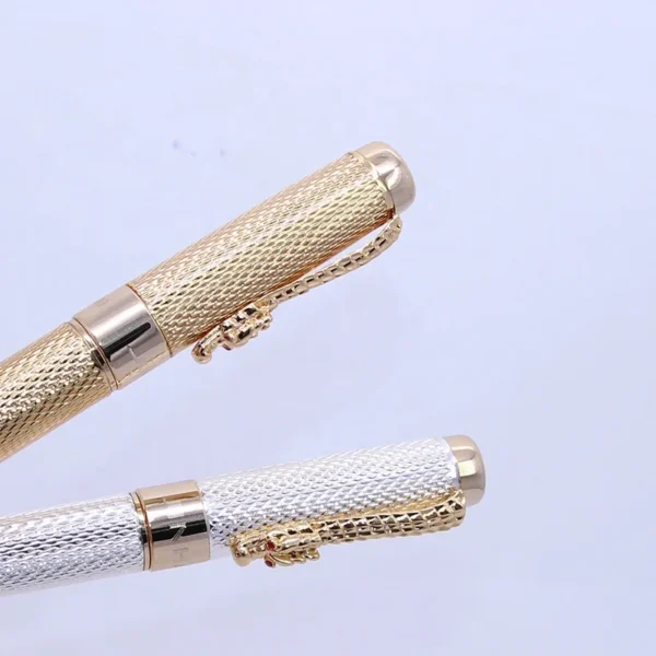 1200 Golden Dragon Fountain Pen – Red Crystal Accent