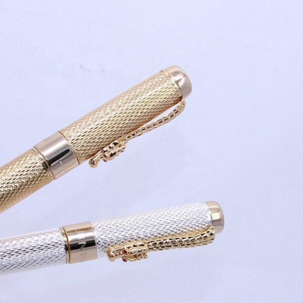 1200 Golden Dragon Fountain Pen – Red Crystal Accent