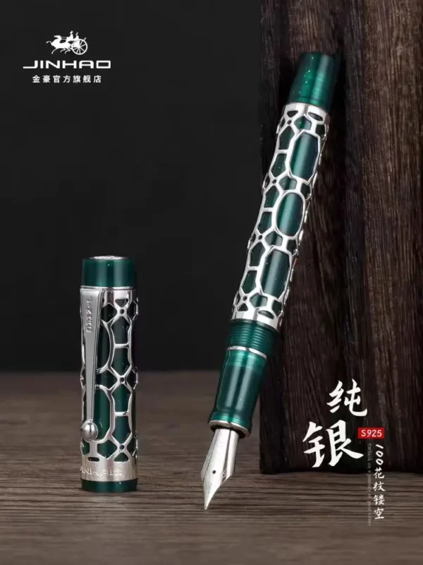 Openwork Acrylic Fountain Pen – Silver-Tone Detail