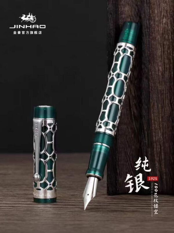Openwork Acrylic Fountain Pen – Silver-Tone Detail
