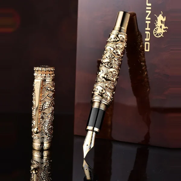 Huabiao Dragon Fountain Pen – Gold-Tone Detail