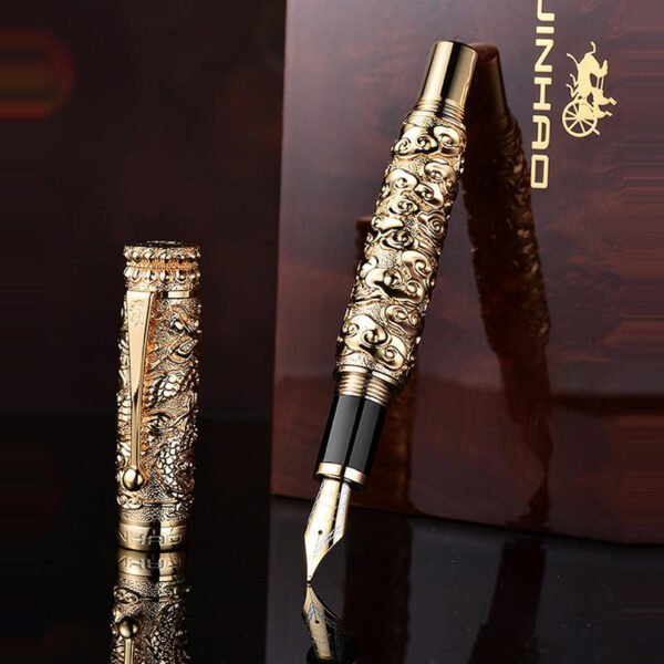 Huabiao Dragon Fountain Pen – Gold-Tone Detail