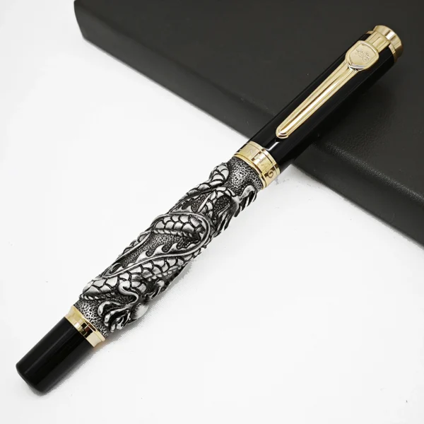 Dragon & Pearl Fountain Pen – Ornate Metal Design