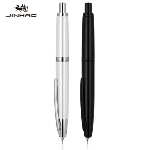 H1556161b9065490682c6f67fe11a757fX.webp Striped Metal Retractable Fountain Pen – EF/F Nib