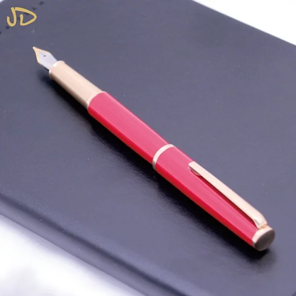 Red & Gold-Tone Fountain Pen – Fine Nib