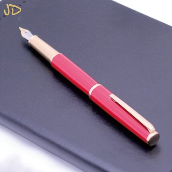 Red & Gold-Tone Fountain Pen – Fine Nib