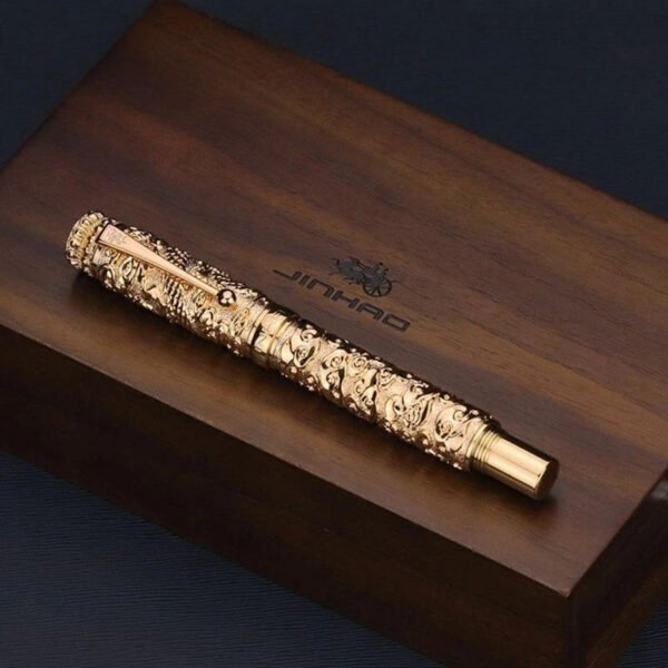 Huabiao Dragon Fountain Pen – Gold-Tone Detail