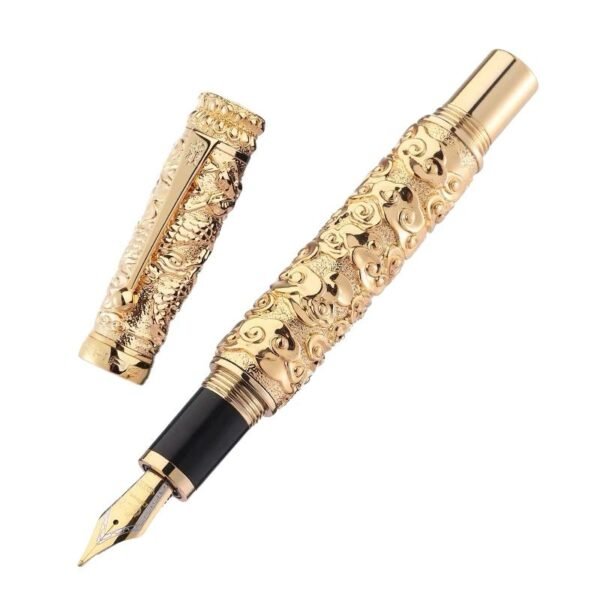 Huabiao Dragon Fountain Pen – Gold-Tone Detail