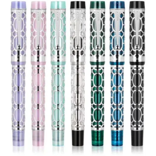 Openwork Acrylic Fountain Pen – Silver-Tone Detail
