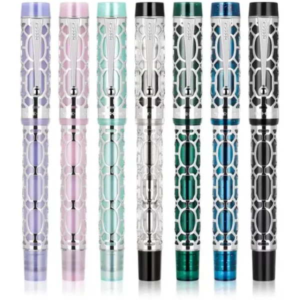 Openwork Acrylic Fountain Pen – Silver-Tone Detail