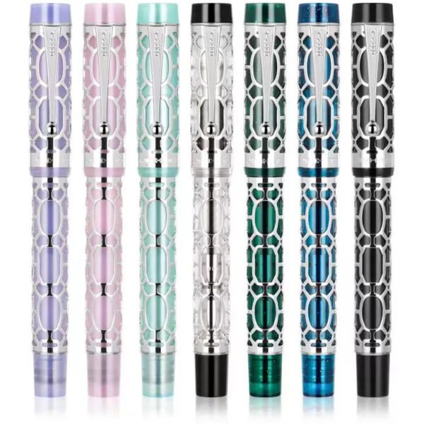 Openwork Acrylic Fountain Pen – Silver-Tone Detail