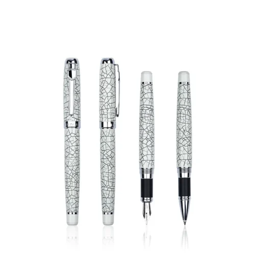 Crackle-Pattern Ceramic-Style Fountain Pen – Vintage Design