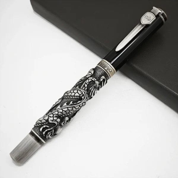 Dragon & Pearl Fountain Pen – Ornate Metal Design