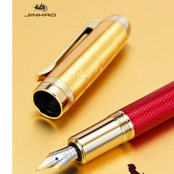 H7b8009ce99744a318b0d08efdba666bd5.webp 92 Red Metal Fountain Pen – Fine Nib