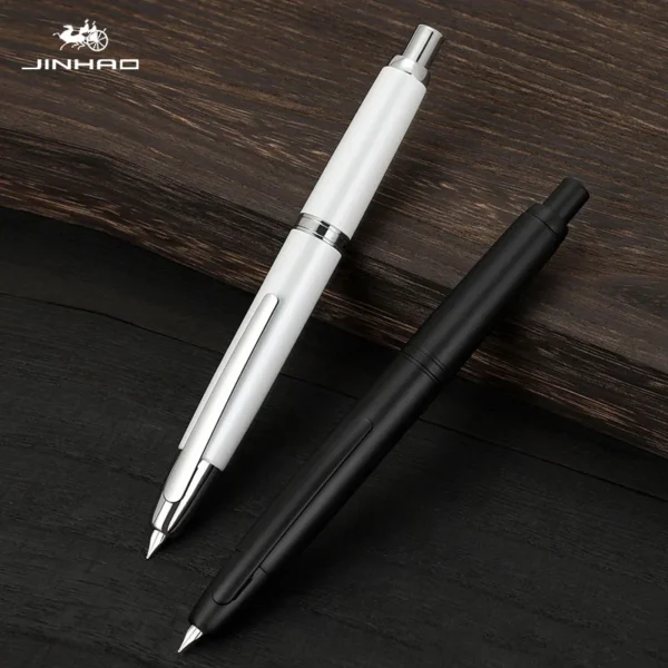 Striped Metal Retractable Fountain Pen – EF/F Nib