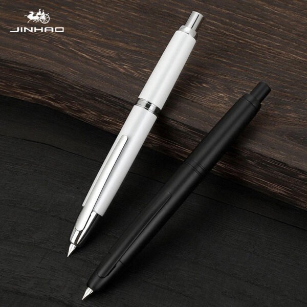 Striped Metal Retractable Fountain Pen – EF/F Nib