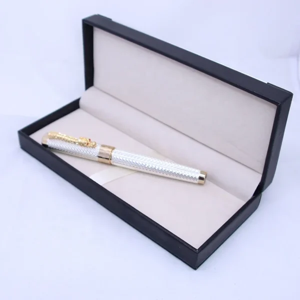 1200 Golden Dragon Fountain Pen – Red Crystal Accent