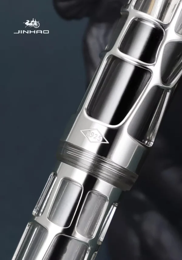 Openwork Acrylic Fountain Pen – Silver-Tone Detail