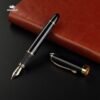 019 Black Metal Fountain Pen – Gold Trim
