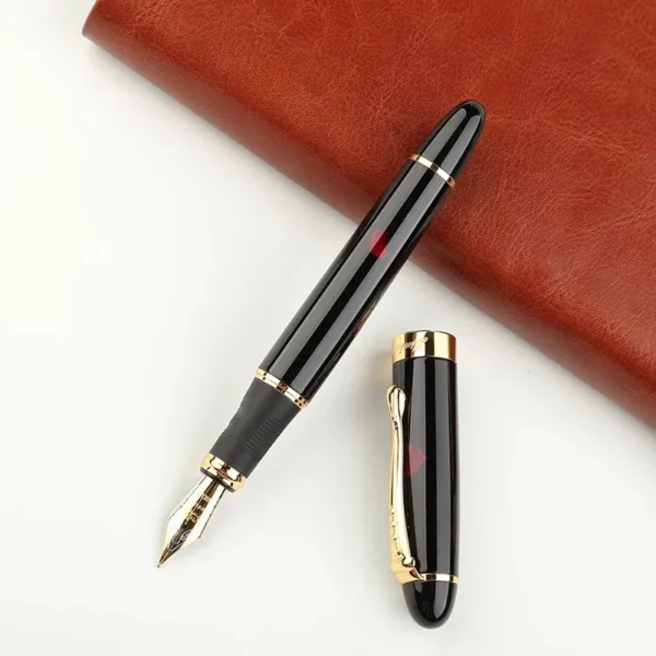 019 Black Metal Fountain Pen – Gold Trim