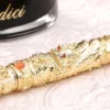 Dragon & Phoenix Red Fountain Pen – Ornate Gold-Tone Nib