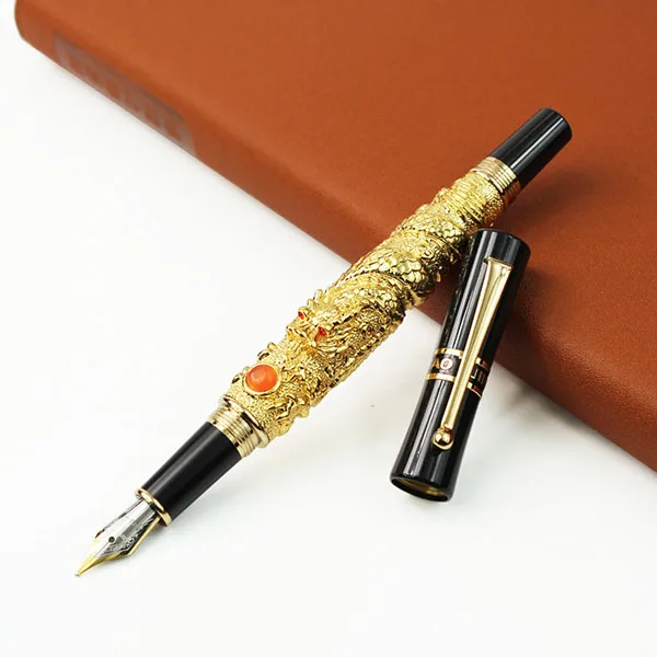 HTB1VNagac_vK1Rjy0Foq6xIxVXaz.webp 031 Dragon Fountain Pen – Gold & White Finish