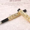 Dragon & Phoenix Red Fountain Pen – Ornate Gold-Tone Nib