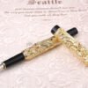 Dragon & Phoenix Red Fountain Pen – Ornate Gold-Tone Nib