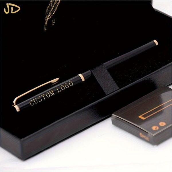 Black Fine-Nib Fountain Pen – 6-Cartridge Set