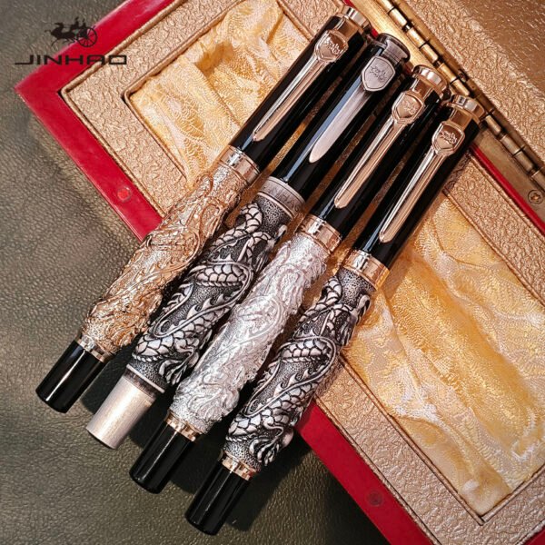 Dragon & Pearl Fountain Pen – Ornate Metal Design