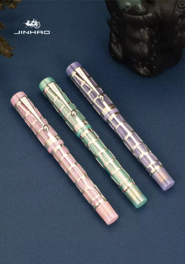 Openwork Acrylic Fountain Pen – Silver-Tone Detail