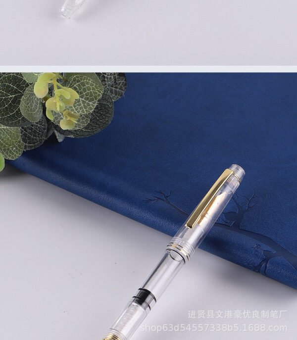 IMG_7841.jpg Transparent Red Piston-Fill Fountain Pen – 1.0mm Bent Nib